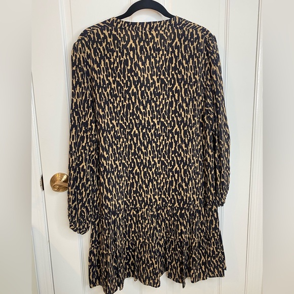 Zara The Claris Dress Leopard Print Black Tan - Women’s Babydoll Ruffle Large - Picture 10 of 11